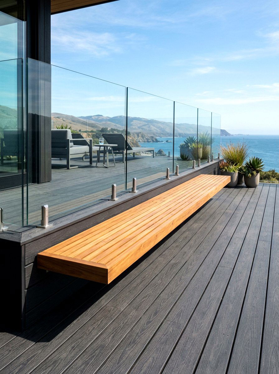 Floating Deck Bench - 30 deck built in seating ideas