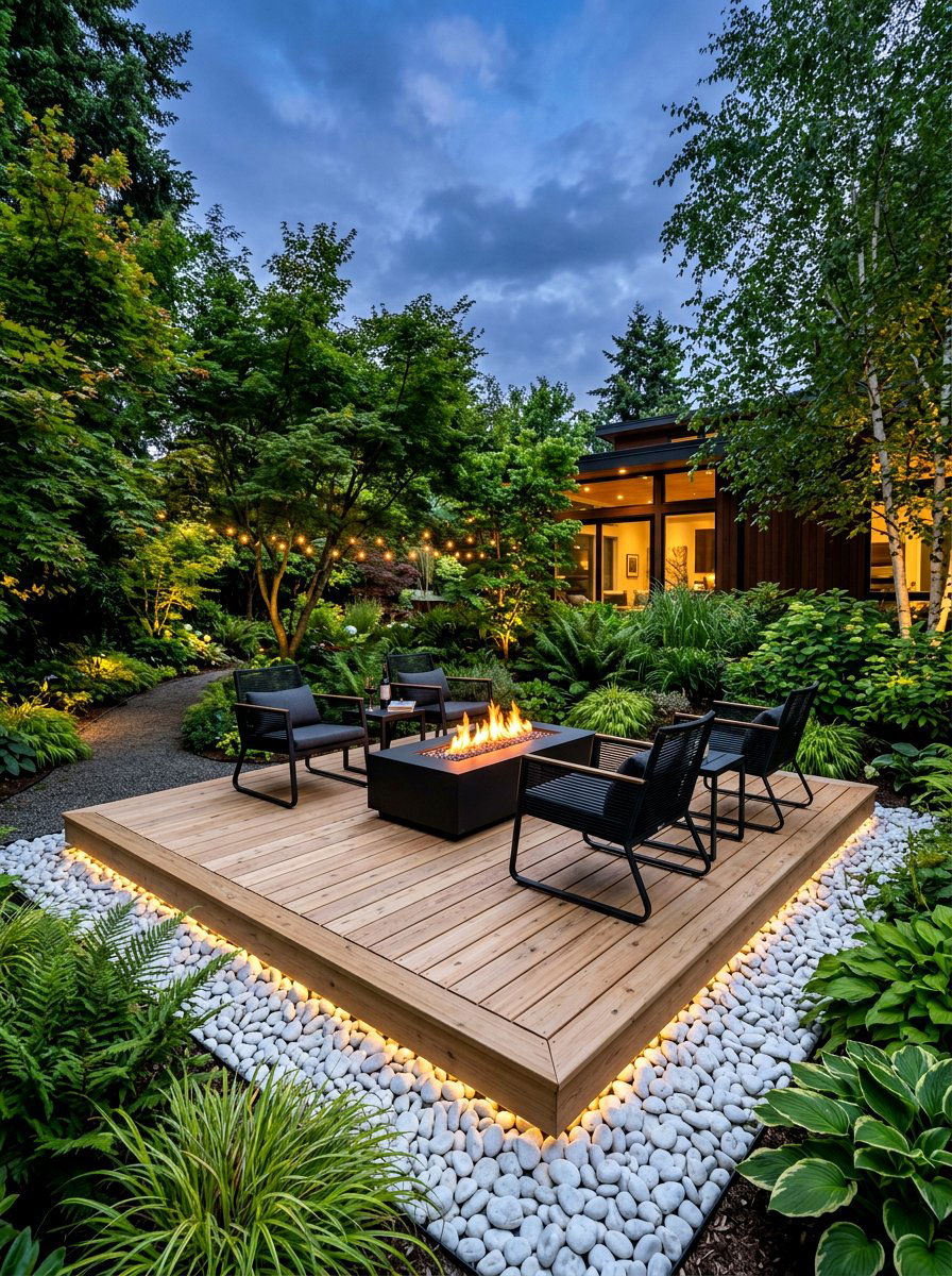 Floating Deck Lounge - 30 evening backyard lounge ideas