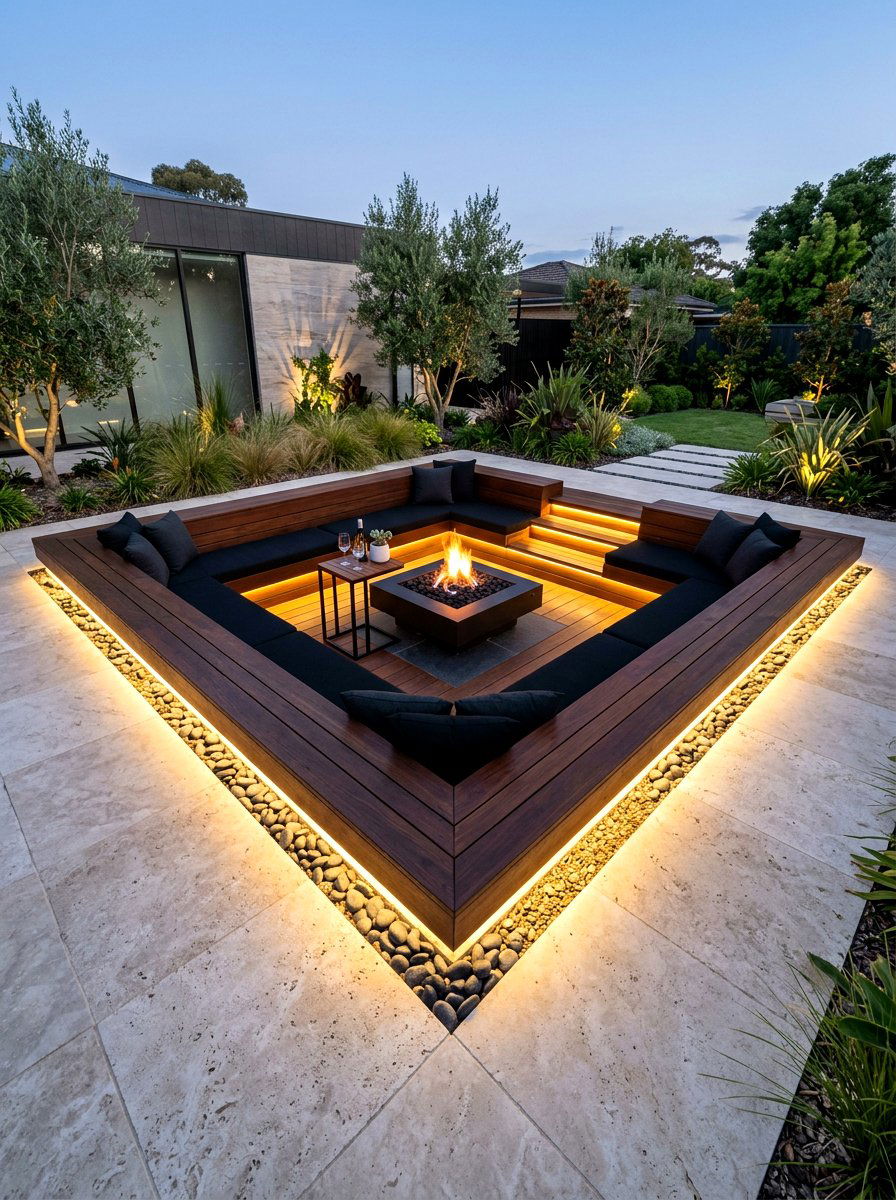 Floating Deck Seating Pit - 30 conversation pit patio ideas