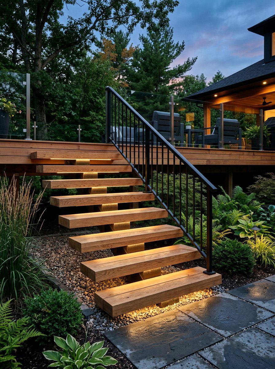Floating Deck Stairs - 30 deck stair ideas