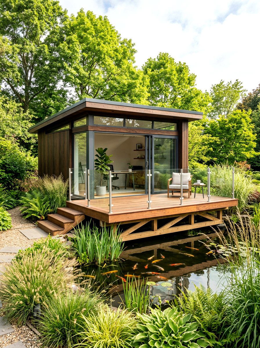 Floating Deck Studio - 30 garden studio shed ideas