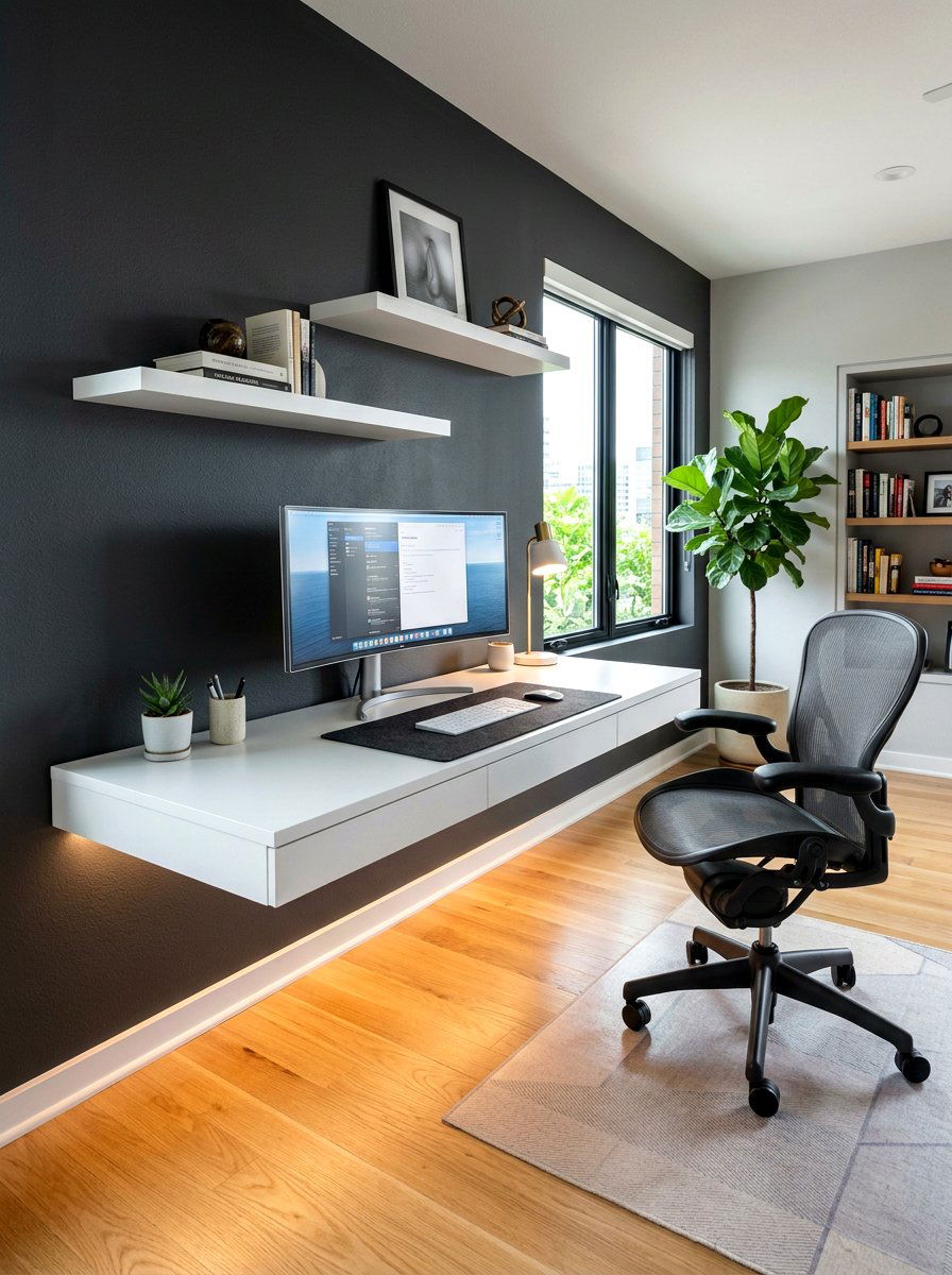 Floating Desk Floor Lighting - 30 toe kick lighting ideas