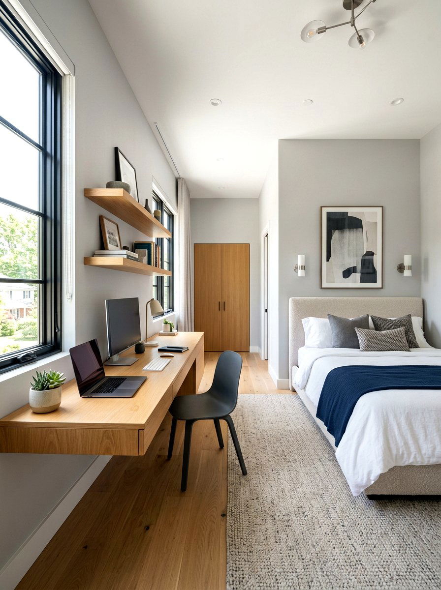 Floating Desk Guest Room Office - 30 guest room office ideas