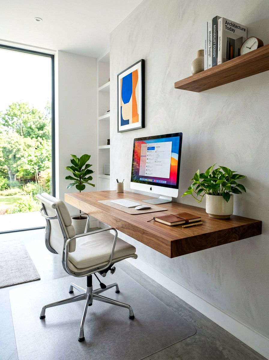 Floating Desk Modern Office Setup - 30 luxury home office ideas