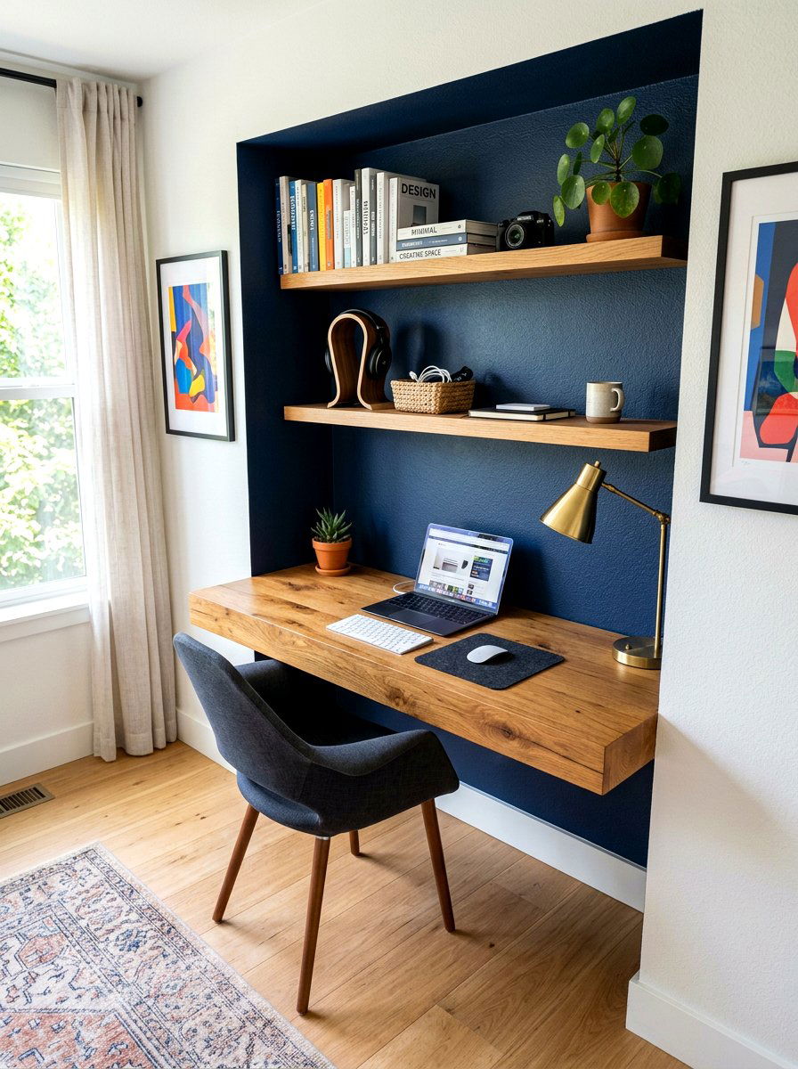 Floating Desk Shelves - 30 floating shelf ideas