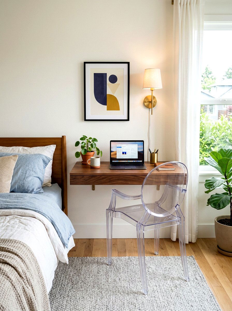 Floating Desk Workspace - 30 tiny apartment decor ideas