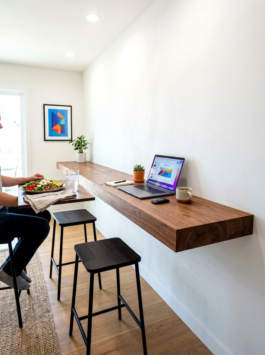 Floating Dining Shelf - 30 compact apartment dining ideas
