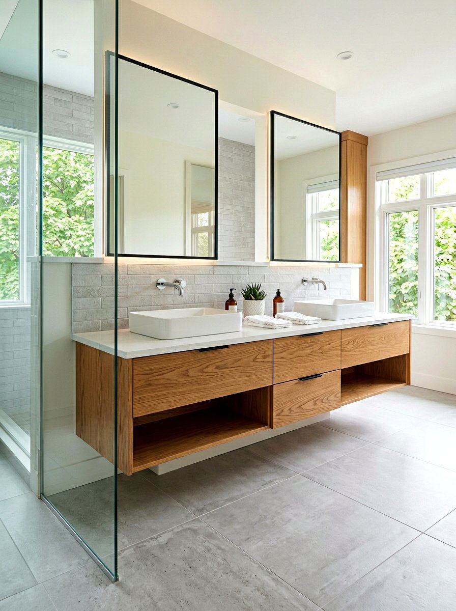 Floating Double Vanity - 30 quiet luxury bathroom ideas