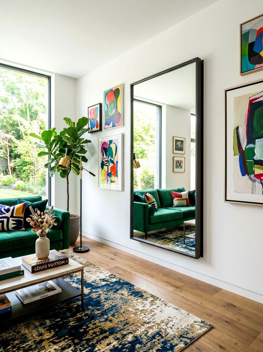 Floating Effect Floor Mirror - 30 statement floor mirror living room ideas