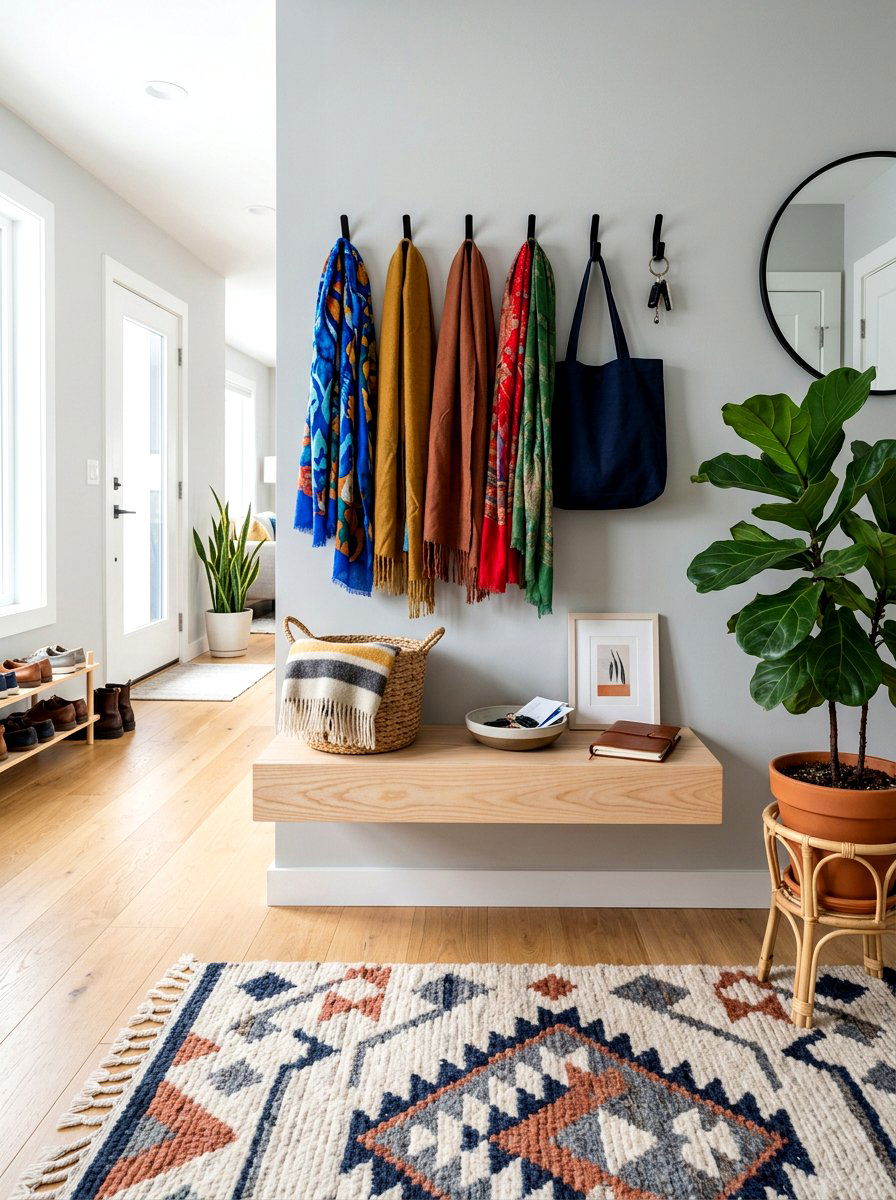 Floating Entryway Bench With Wall Hooks - 30 entry bench and hooks ideas