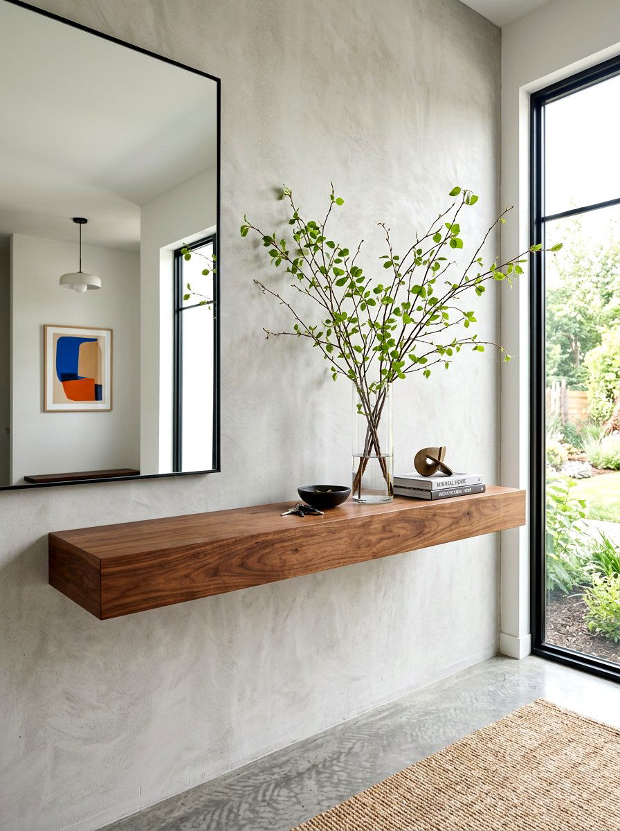 Floating Entryway Console Shelf - 30 entryway storage ideas