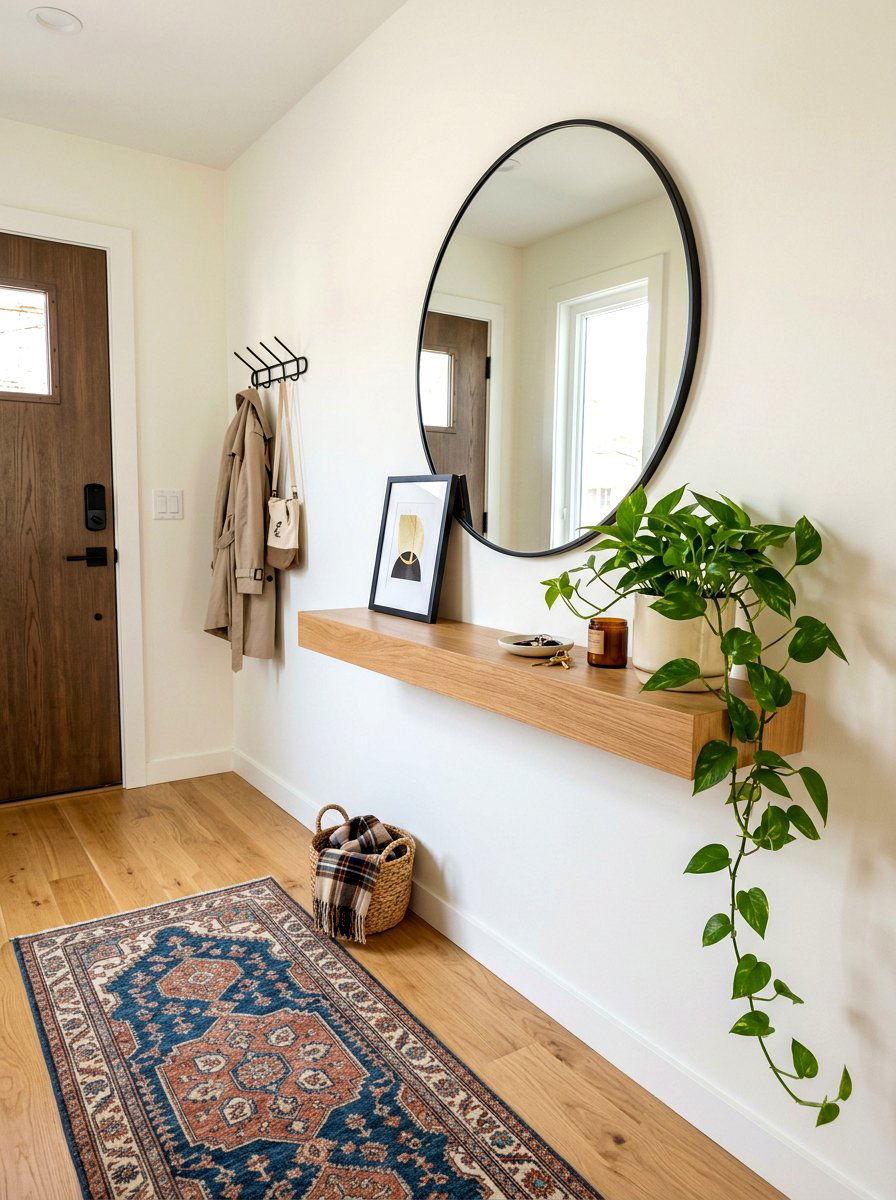 Floating Entryway Shelf - 30 layered entry table ideas
