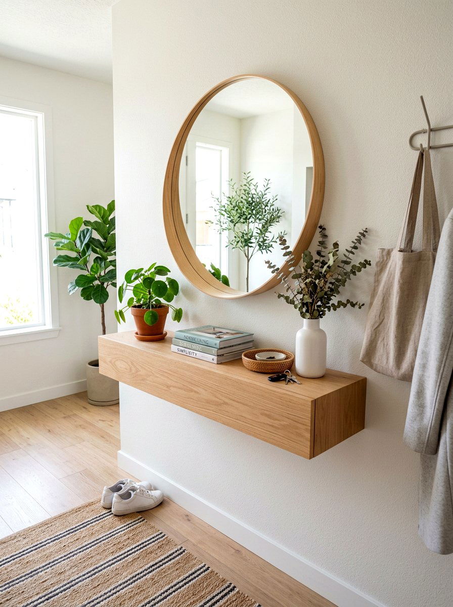 Floating Entryway Shelf - 30 narrow entryway storage ideas
