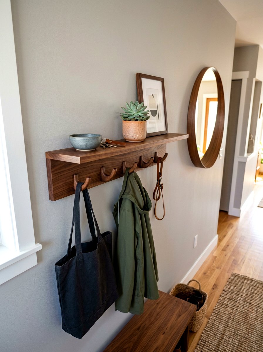 Floating Entryway Shelf - 30 mini mudroom apartment ideas