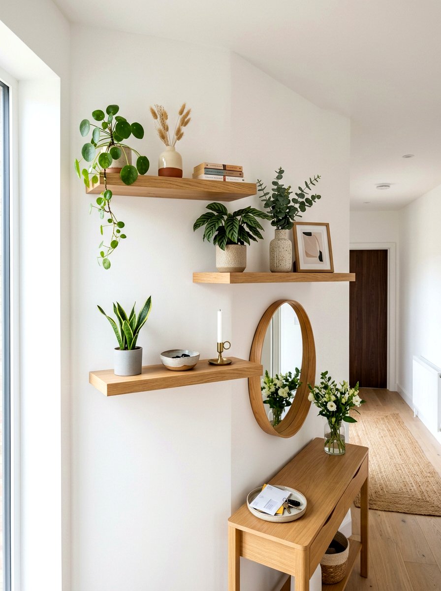Floating Entryway Wall Shelves - 30 entryway storage ideas