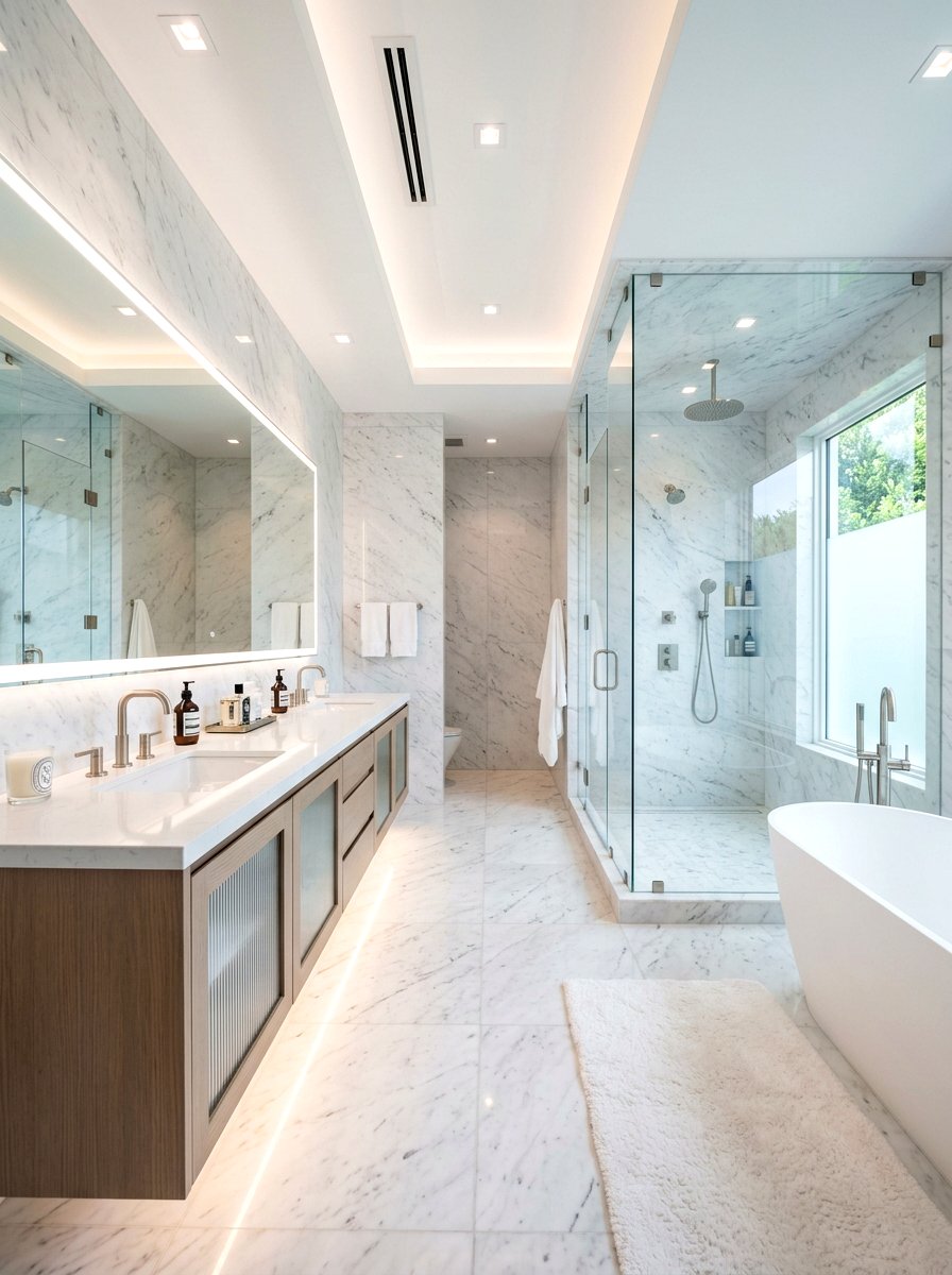 Floating Fluted Glass Bathroom Cabinet - 30 ribbed glass cabinet ideas