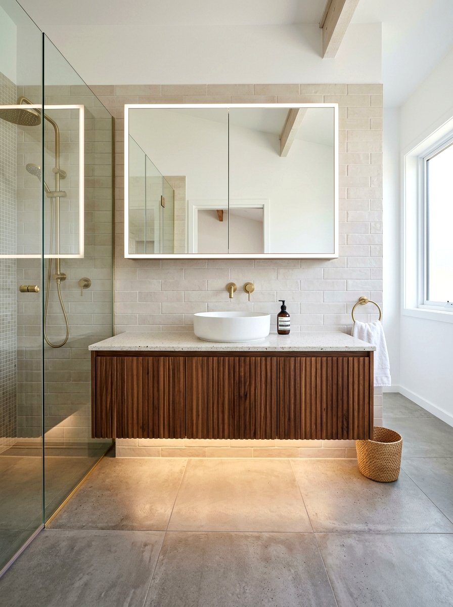 Floating Fluted Vanity Bathroom - 30 fluted vanity bathroom ideas