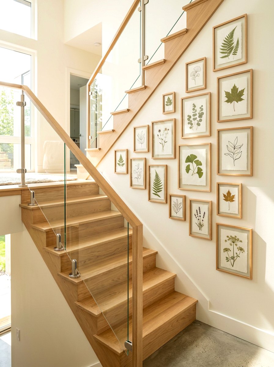Floating Frame Stair Wall - 30 stair gallery wall ideas