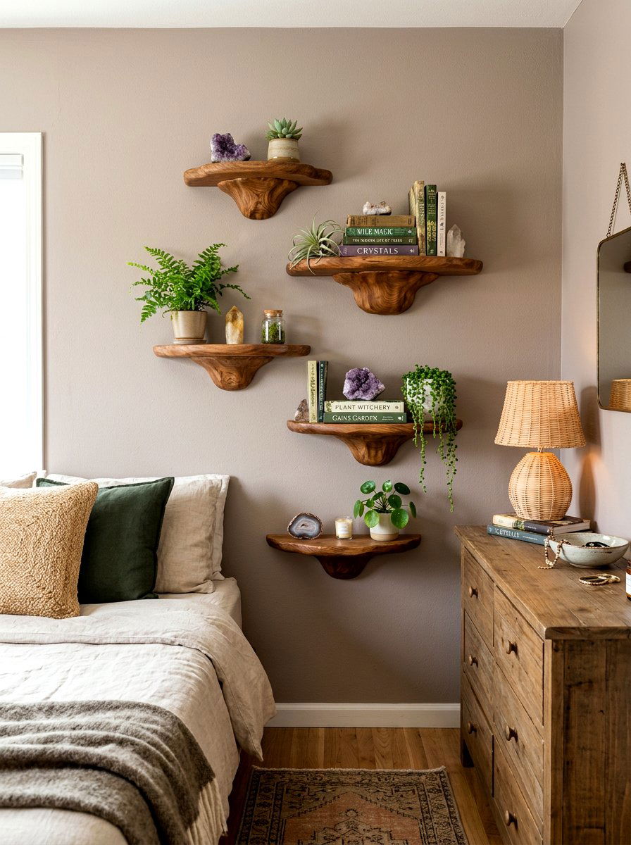 Floating Fungi Shelves - 30 mushroom bedroom ideas