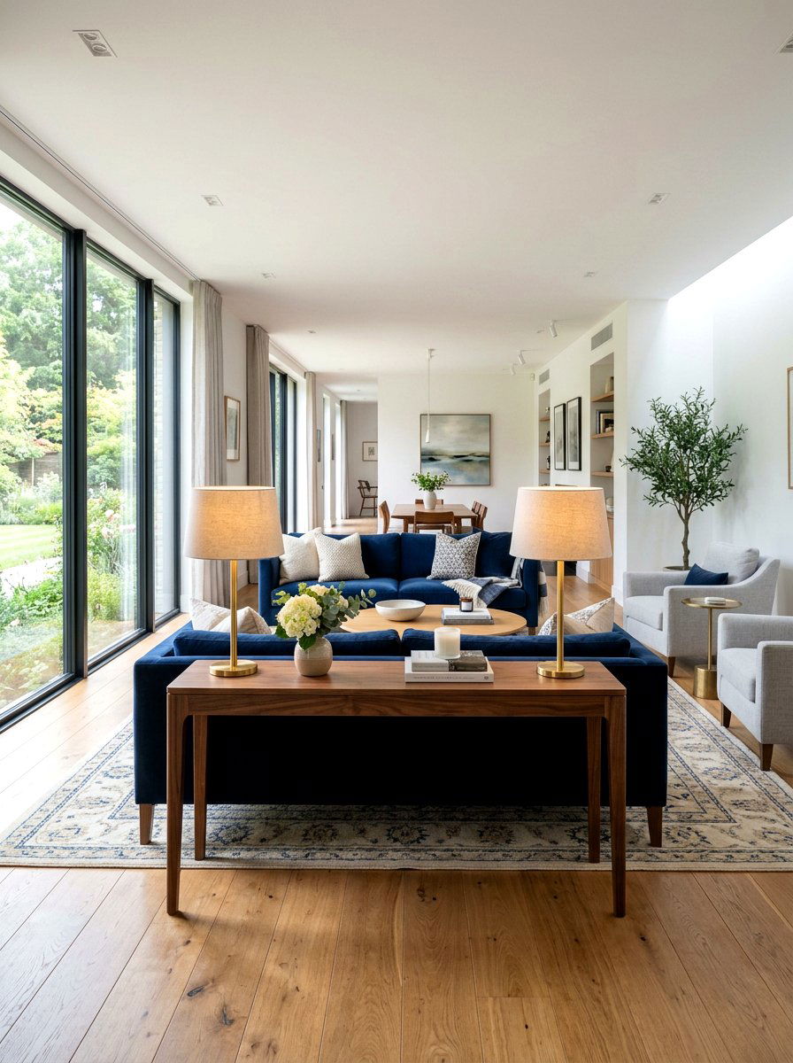 Floating Furniture Arrangement - 30 narrow living room ideas