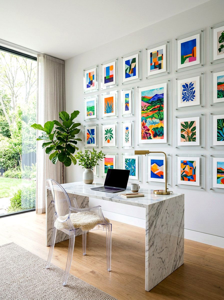 Floating Glass Frames - 30 art wall office ideas