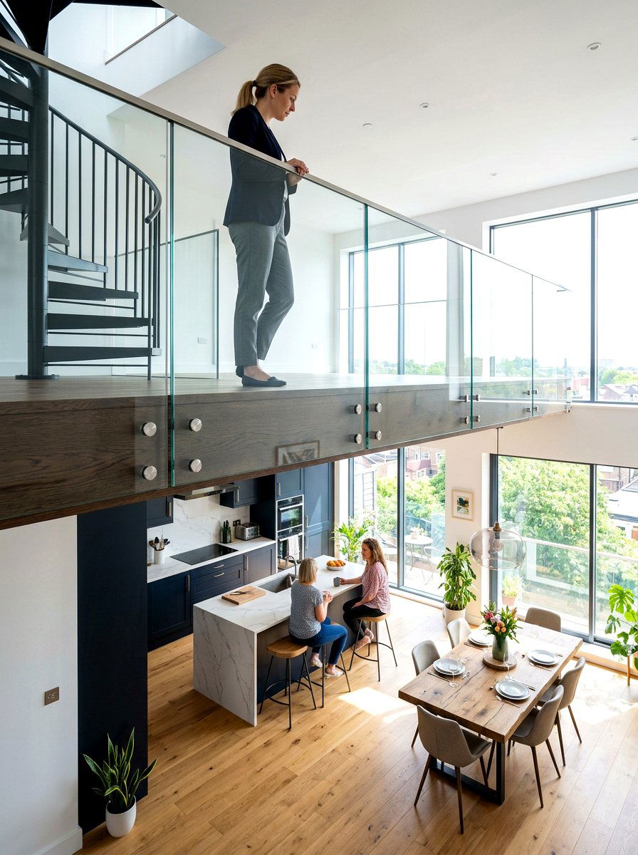 Floating Glass Railing - 30 open loft railing ideas