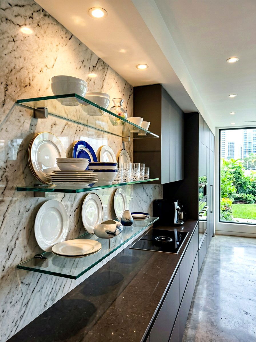 Floating Glass Shelf - 30 dish display ideas