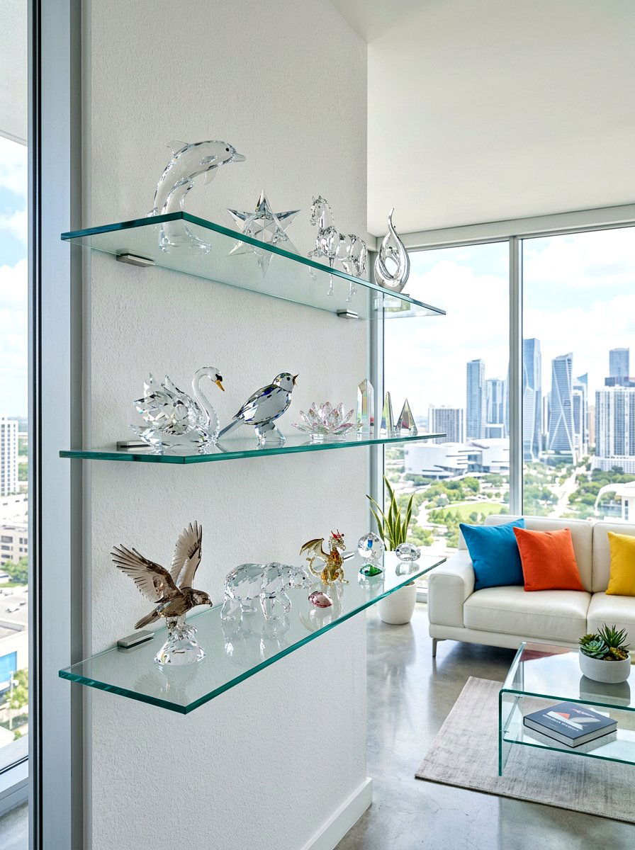 Floating Glass Shelf - 30 glass cabinet decor ideas