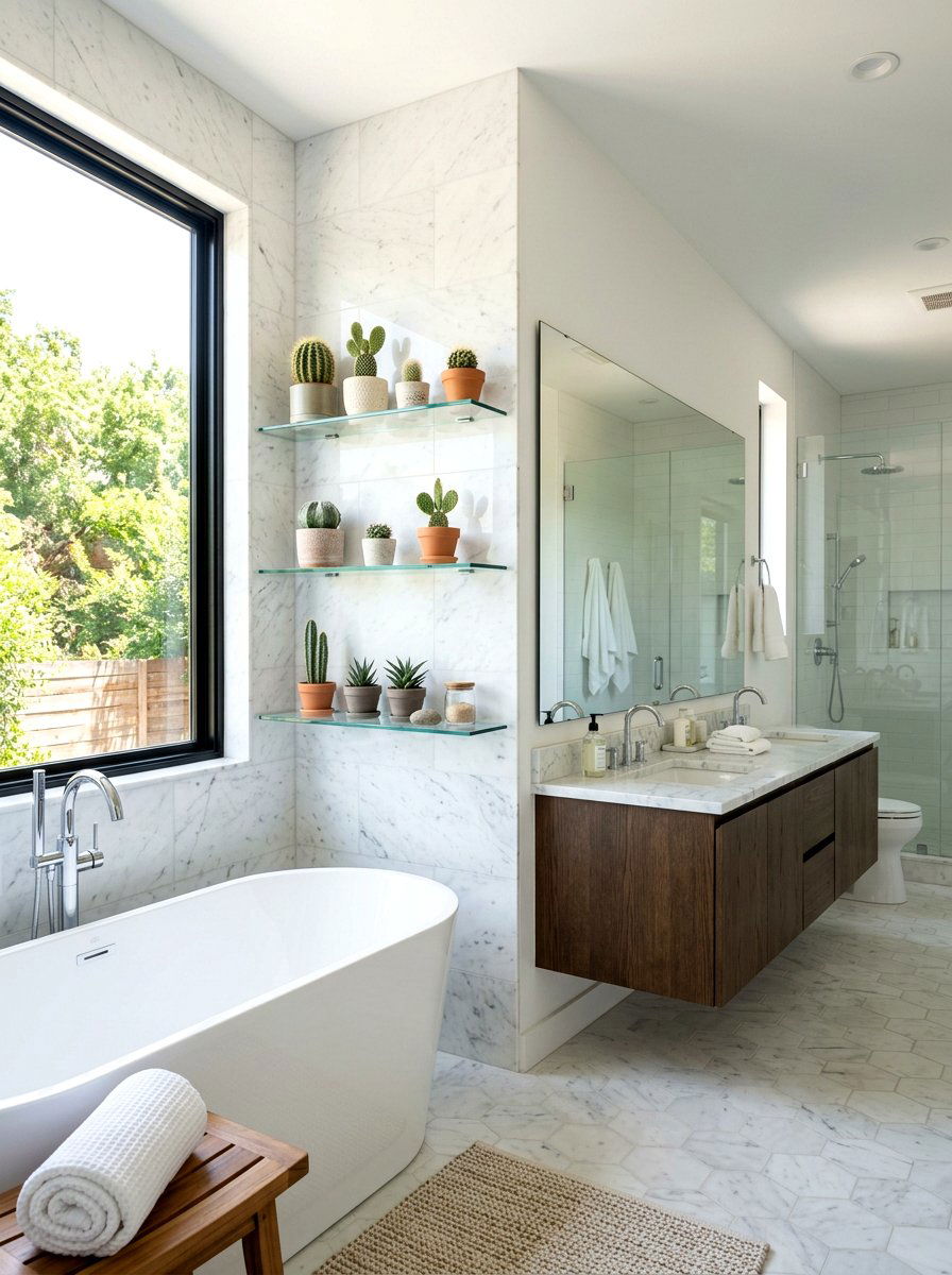 Floating Glass Shelf - 30 cactus shelf ideas