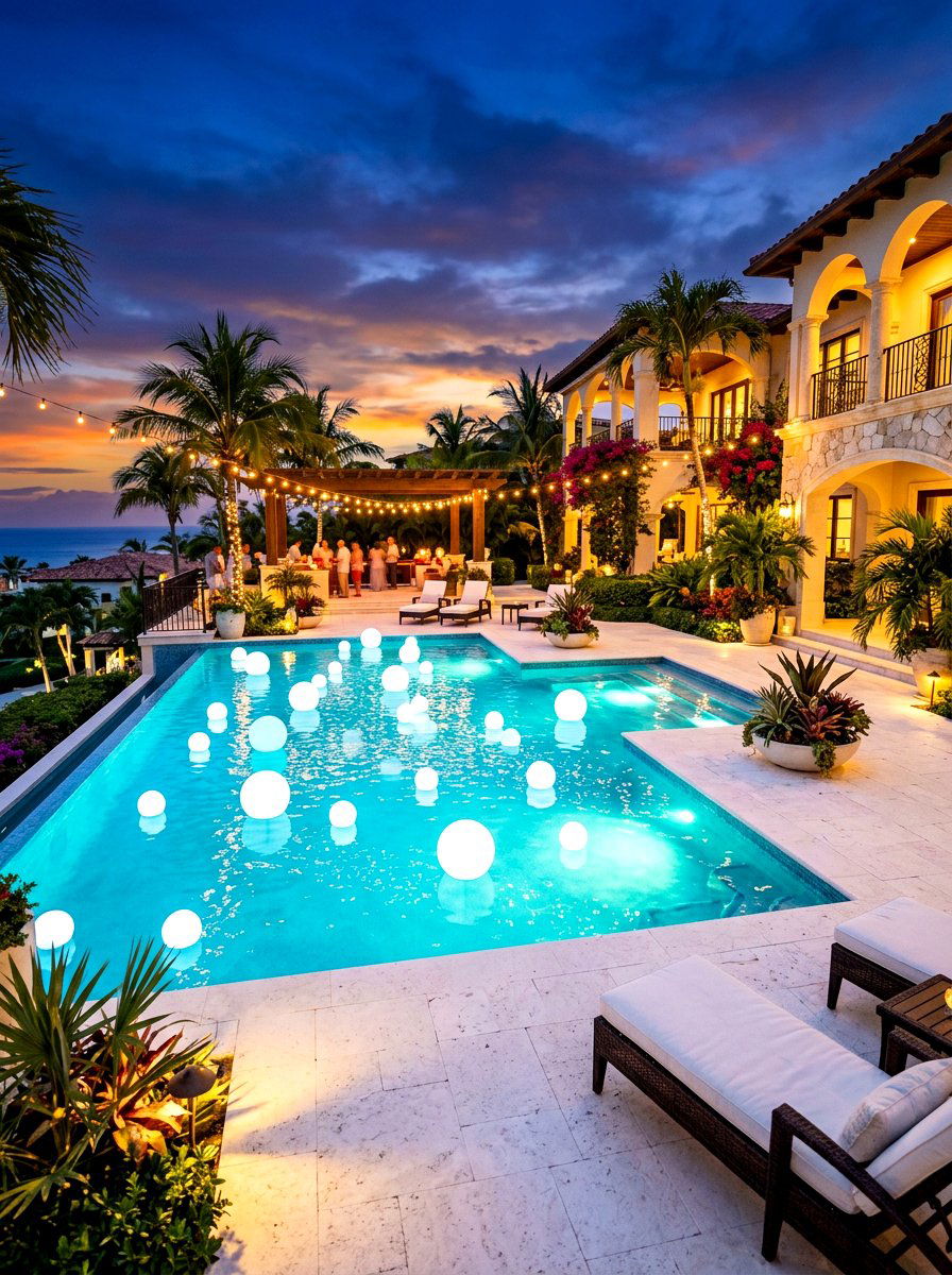 Floating Globe Lights - 30 no harsh light patio ideas