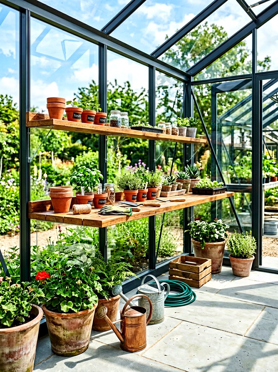 Floating Greenhouse Workbench - 30 greenhouse potting bench ideas