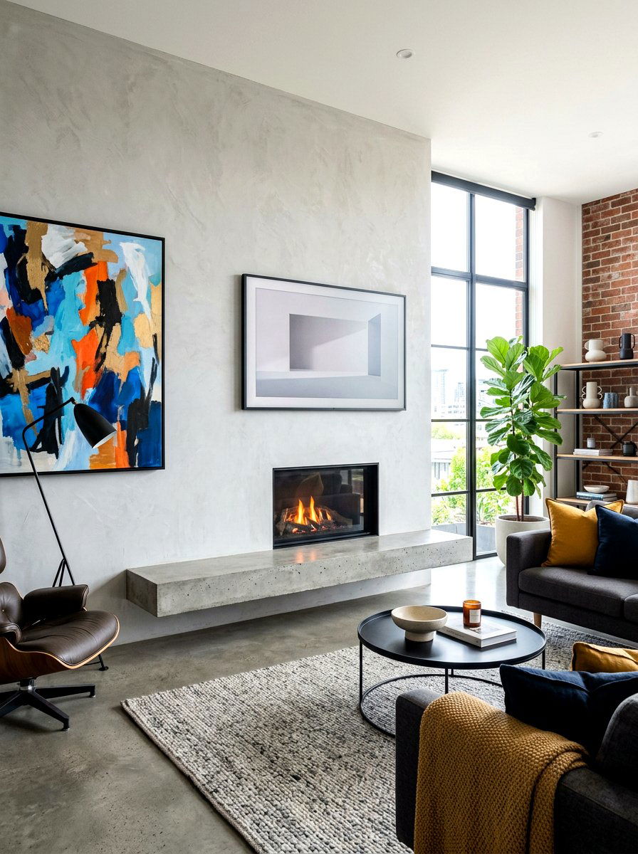 Floating Hearth Plaster Fireplace - 30 plaster fireplace ideas