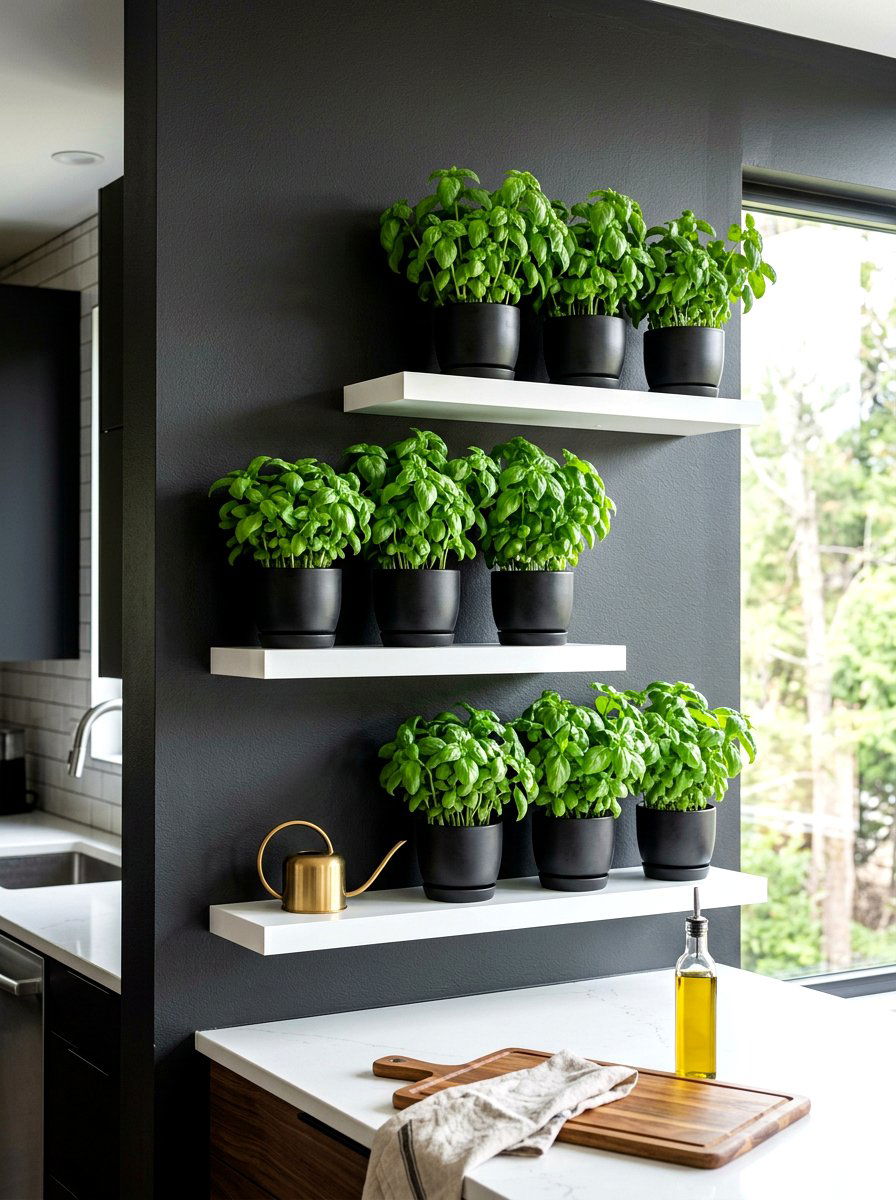 Floating Herb Garden Shelves - 30 herb garden shelf ideas