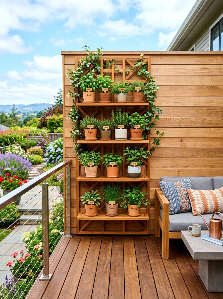 Floating Herb Shelf Trellis - 30 herb garden trellis ideas