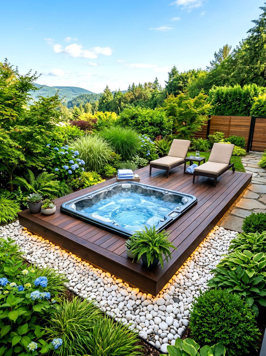 Floating Hot Tub Deck - 30 hot tub deck ideas
