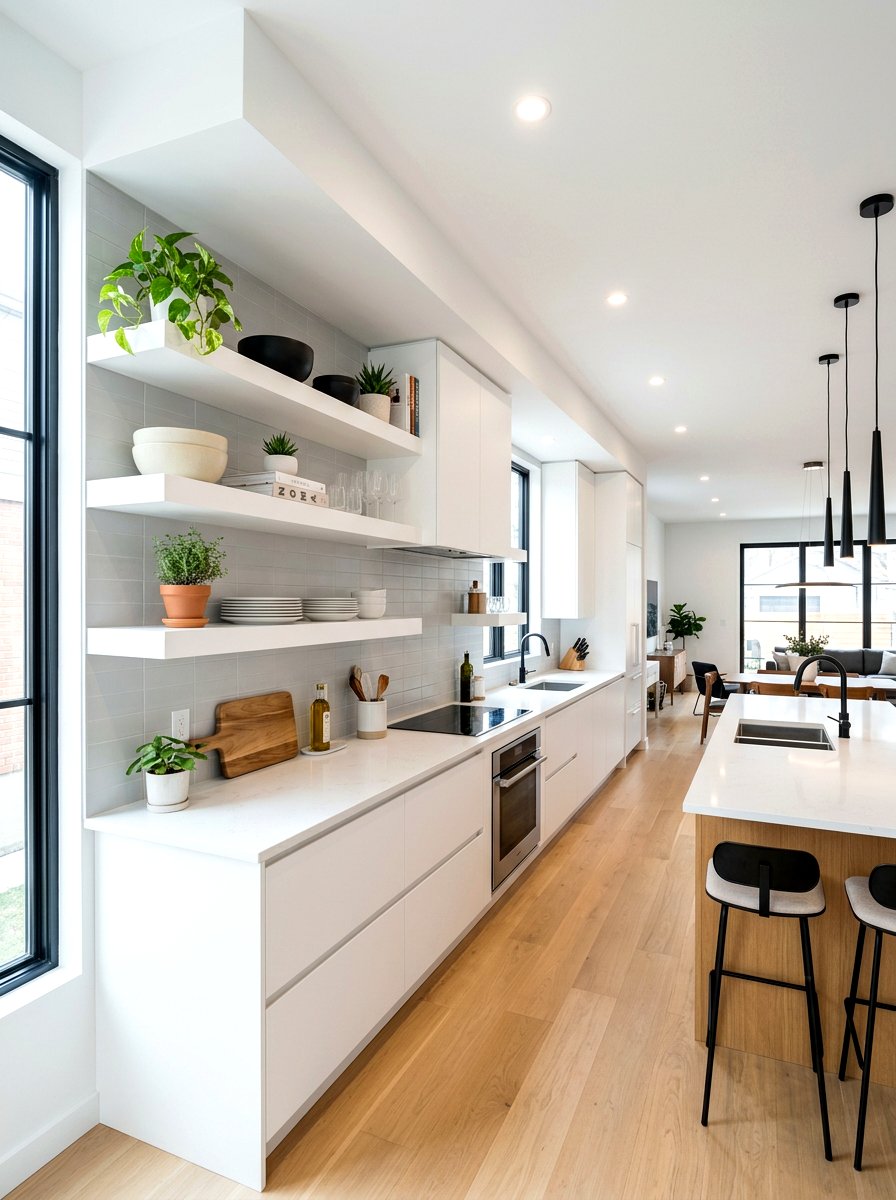 Floating Kitchen Shelves - 30 budget kitchen ideas