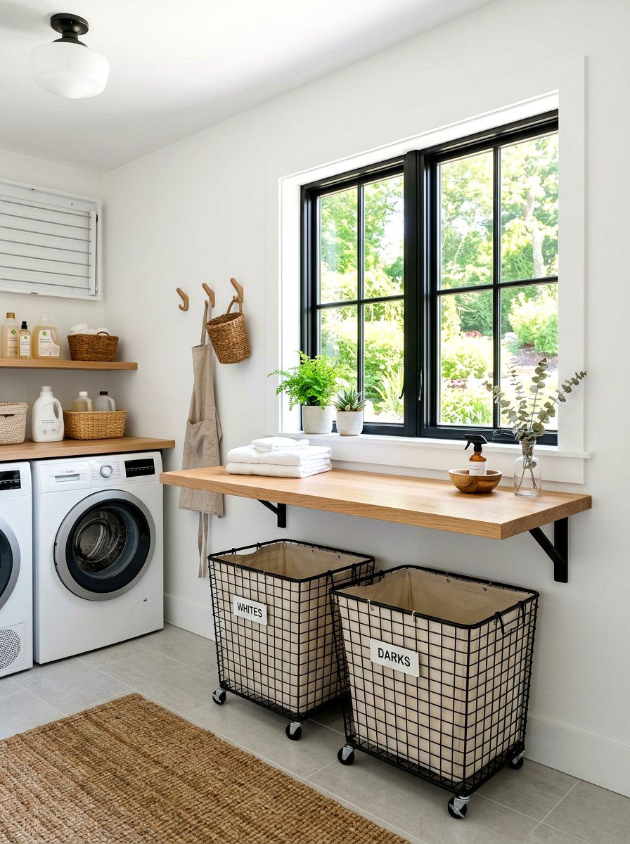 Floating Laundry Room Folding Desk - 30 folding station laundry ideas