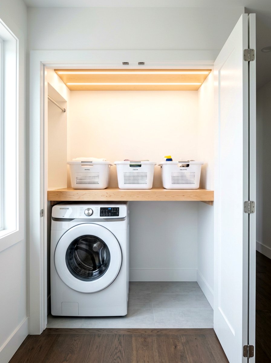 Floating Laundry Shelf - 30 laundry sorting station ideas