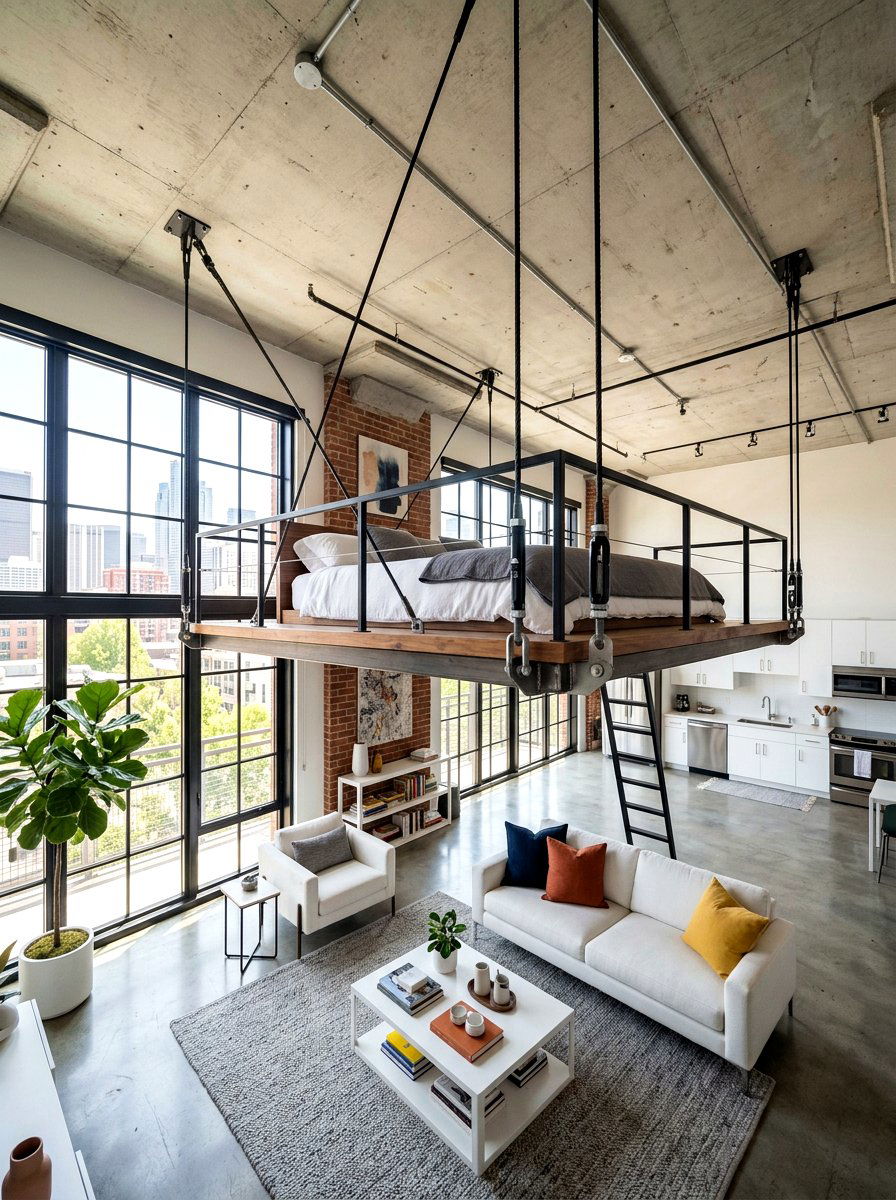 Floating Loft Bed - 30 loft bed studio apartment ideas