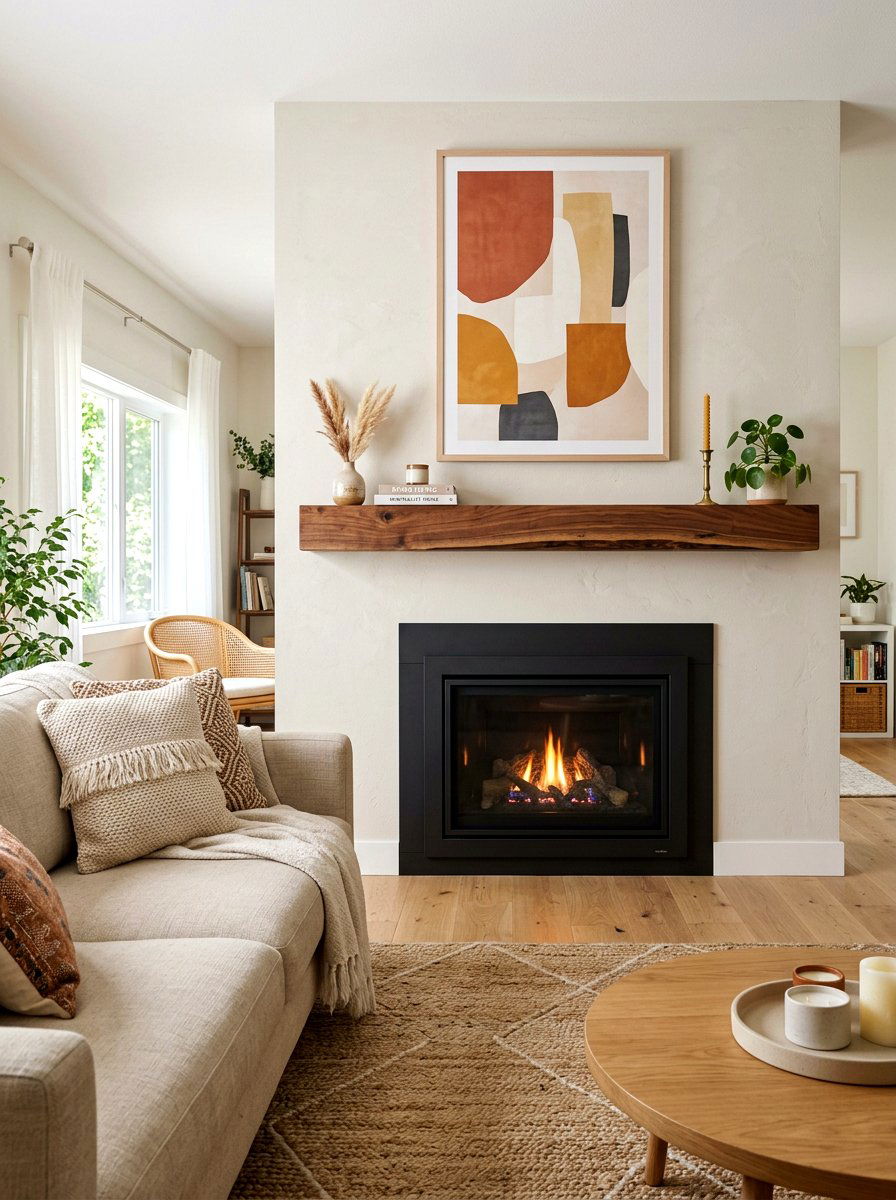 Floating Mantel - 30 basement fireplace ideas