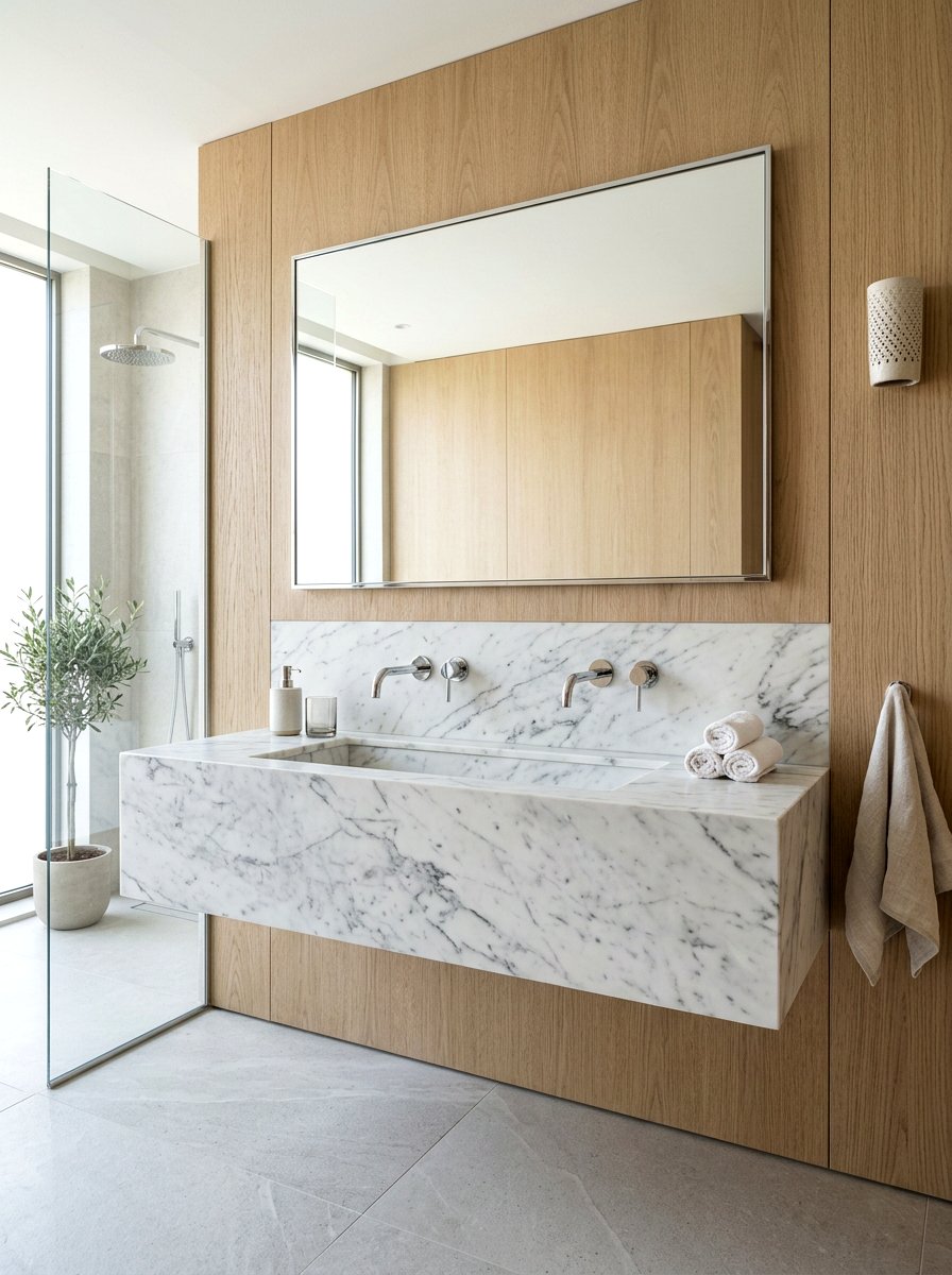 Floating Marble Bathroom Vanity - 30 integrated stone vanity ideas
