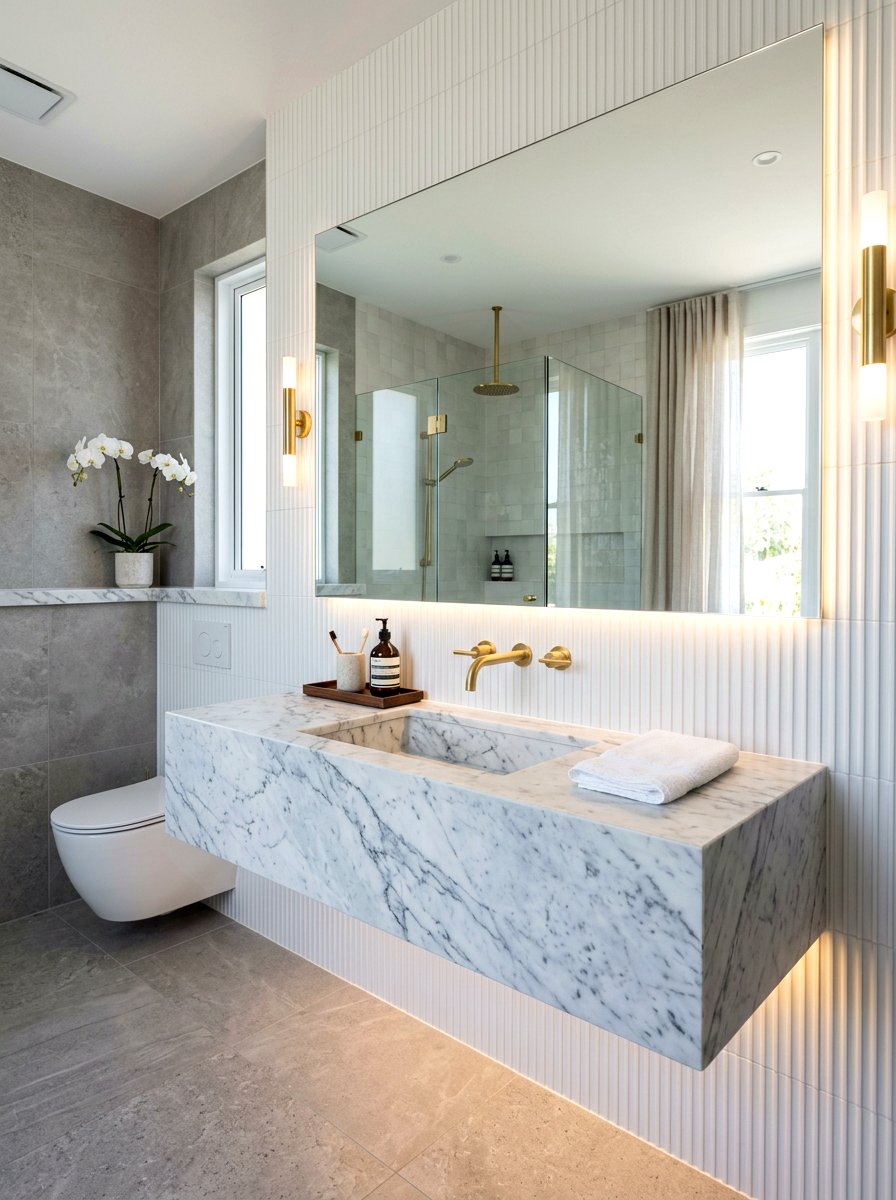 Floating Marble Vanity Bathroom - 30 marble bathroom ideas