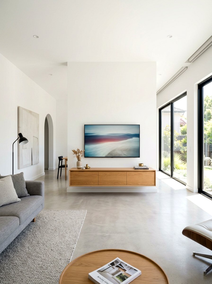 Floating Media Console - 30 Japandi living room ideas