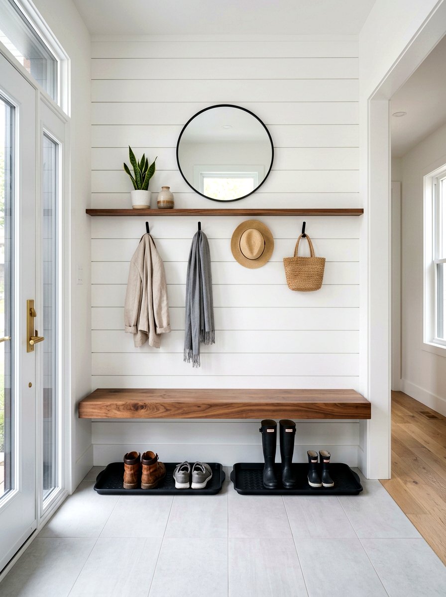 Floating Mudroom Bench - 30 mudroom drop zone bench ideas