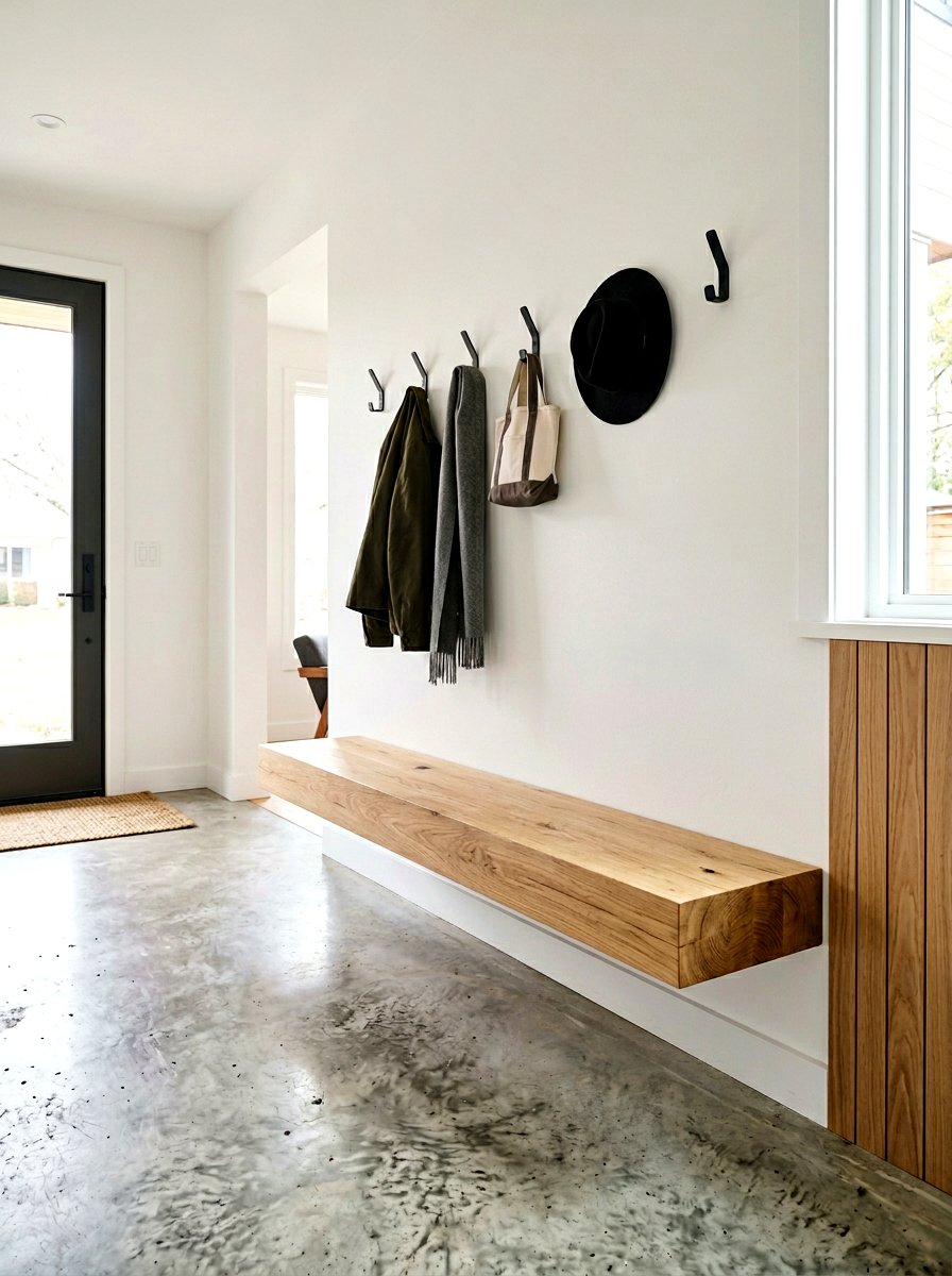 Floating Mudroom Bench - 30 mudroom ideas