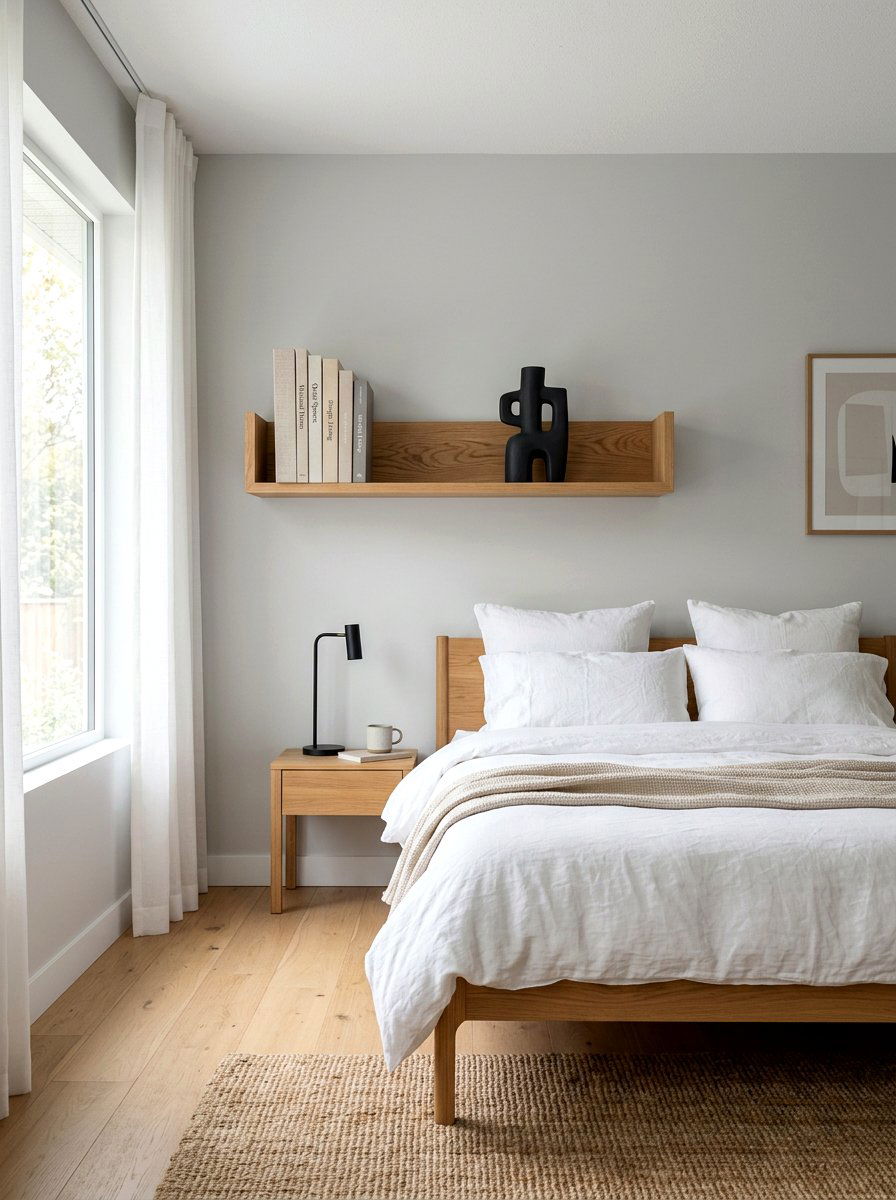 Floating Oak Shelf - 30 real bookshelf decor ideas