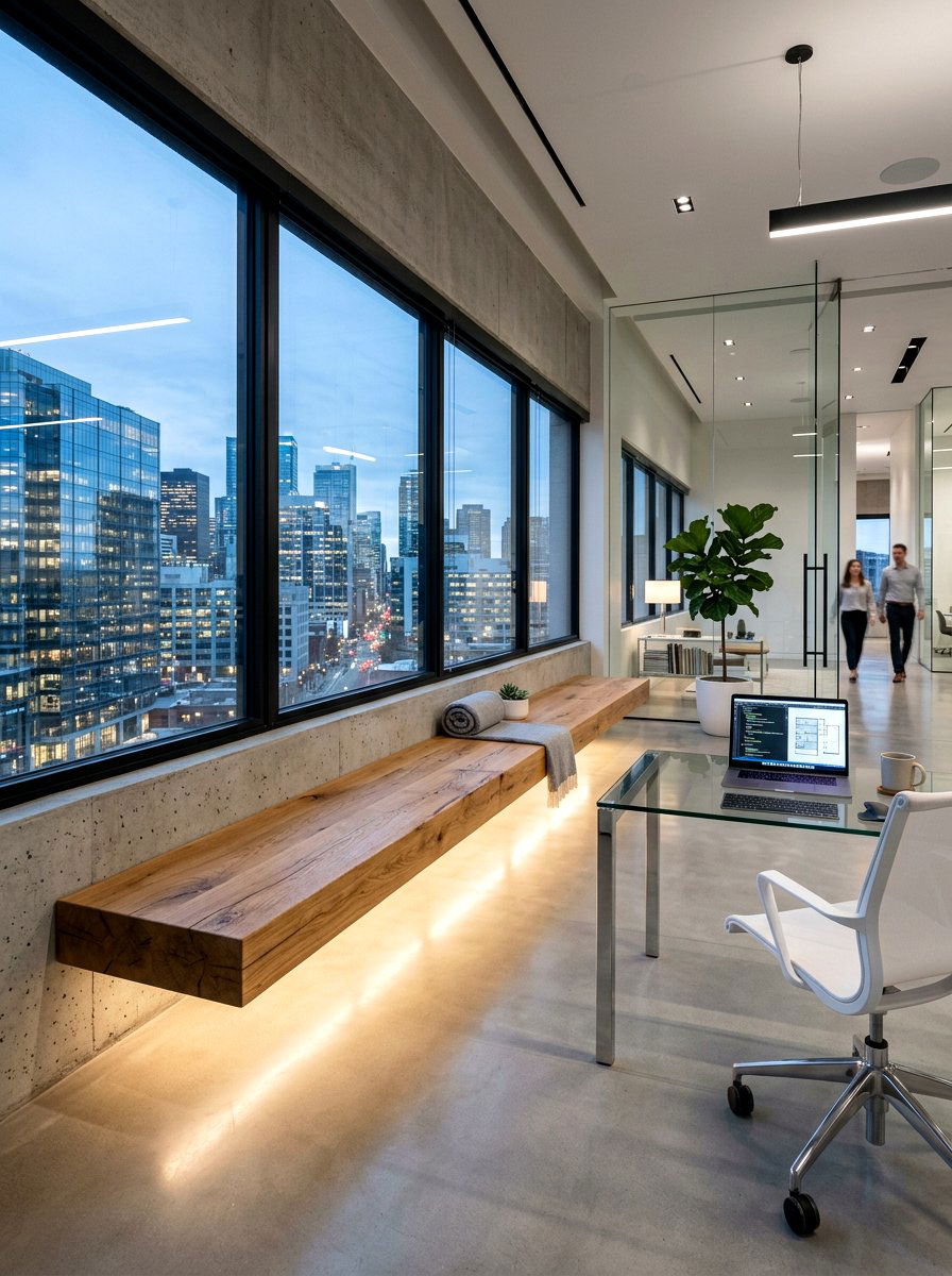Floating Office Window Bench Design - 30 office window seat ideas