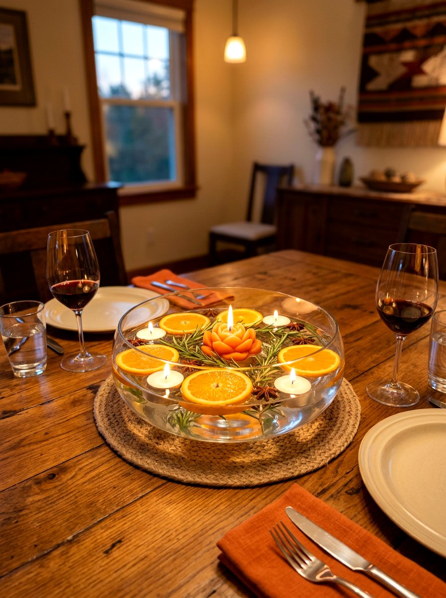 Floating Orange Candle - 30 dried orange decor ideas