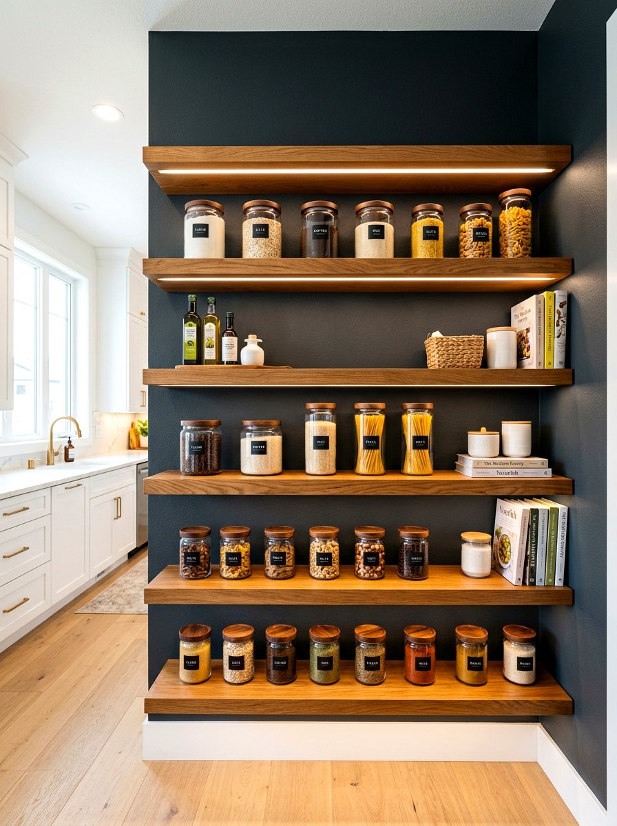 Floating Pantry Shelving - 30 pantry shelving layout ideas