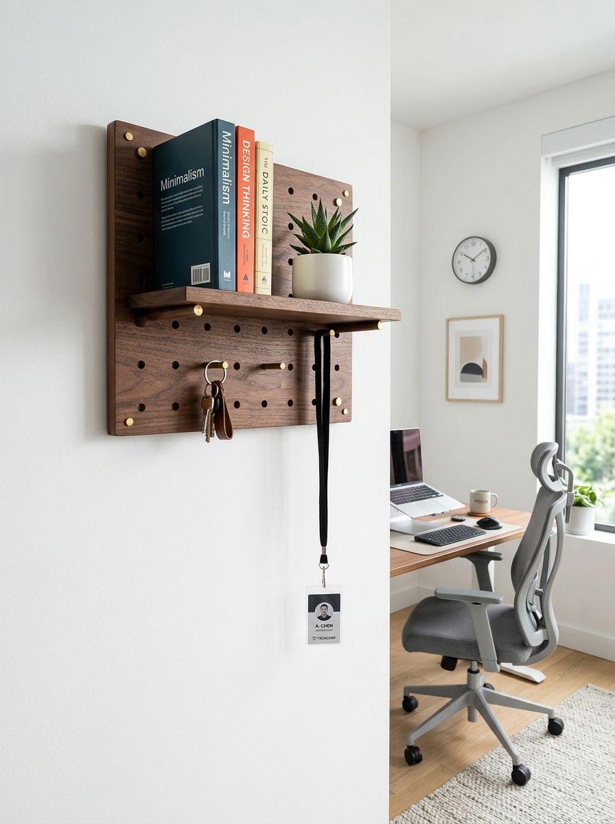 Floating Pegboard Shelf - 30 office pegboard ideas